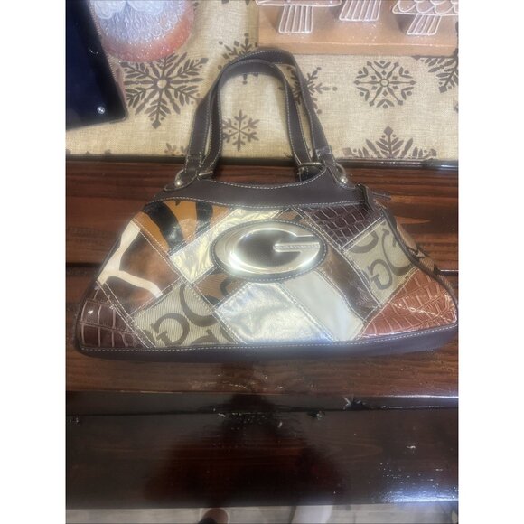 Vintage Guess Leopard Print Baguette Shoulder Bag – Patchwork Rare Y2K Retro - Picture 5 of 12